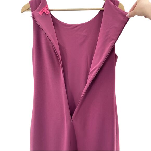 Betsey Johnson Mauve Pink Scuba Crepe Midi Dress with Shoulder Bow Dress Size 8 - Picture 9 of 14